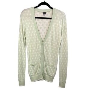Poof Cotton Blend Mint Green Polka Dot Cardigan W/ Pockets Women's Size Medium